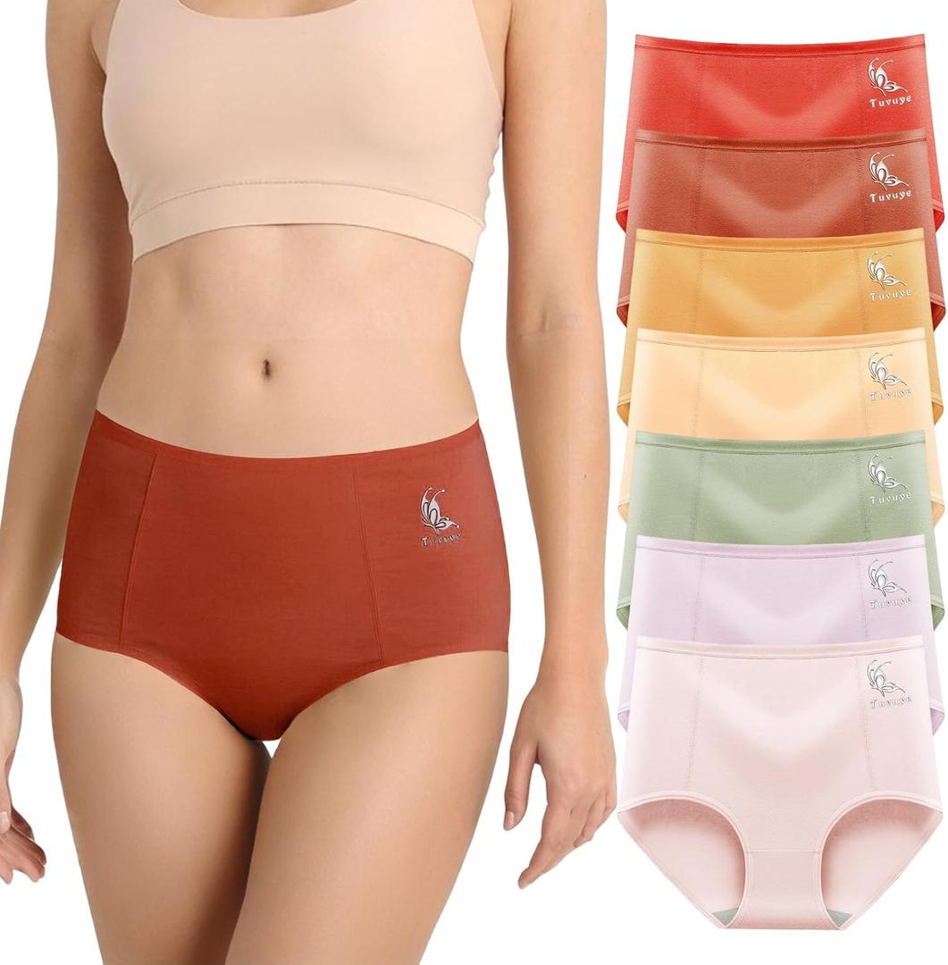 Women's Cotton Underwear High Waiste Full Coverage Ladies panties Breathable Briefs Underpants Regular & Plus Size,5X