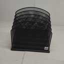 Inclined Desk File Organizer, 5-Section Vertical File Folder Holder Stand Metal Rack File Sorter for Office Classroom Desktop Organization (Black, 1Pack)