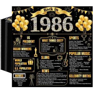40th Birthday Napkins Party Decorations, 50 Pcs Black Gold Disposable Paper Napkins for Men Women, Back in 1986 Cheers to 40 Years Table Decor, 2 Ply Cocktail Anniversary Party Supplies