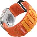 Bandletic Nylon Strap Compatible with Apple Watch Bands Ultra 3/Ultra 2 49mm 46mm 45mm 44mm 42mm(Series 3), Rugged Sport Loop Replacement Band for iWatch Series 11 10 9 8 7 6 5 4 SE 3 2 1, M-Orange
