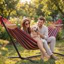 EveryFun Double Hammock with Heavy-Duty Steel Stand,Portable,Easy Assembly,600lbs Weight Capacity,Perfect for Indoor,Yard,Camping,or Outdoor-Rainbow