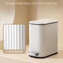 Cesun Bathroom Small Trash Can with Lid Soft Close - 1.3 Gallon Slim Garbage Can with Removable Inner Bucket, Stainless Steel Waste Basket with Step Pedal for Bedroom, Living Room, Office, White