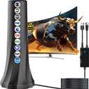 2025 TV Antenna Indoor,Antenna for Smart TV 1500+ Miles Range,HDTV Antennas for Local Channels 360 Signal Booster Reception,Portable Antenna Indoor Outdoor Support 8K 4K 1080p All TVs-35FT Coax Cable