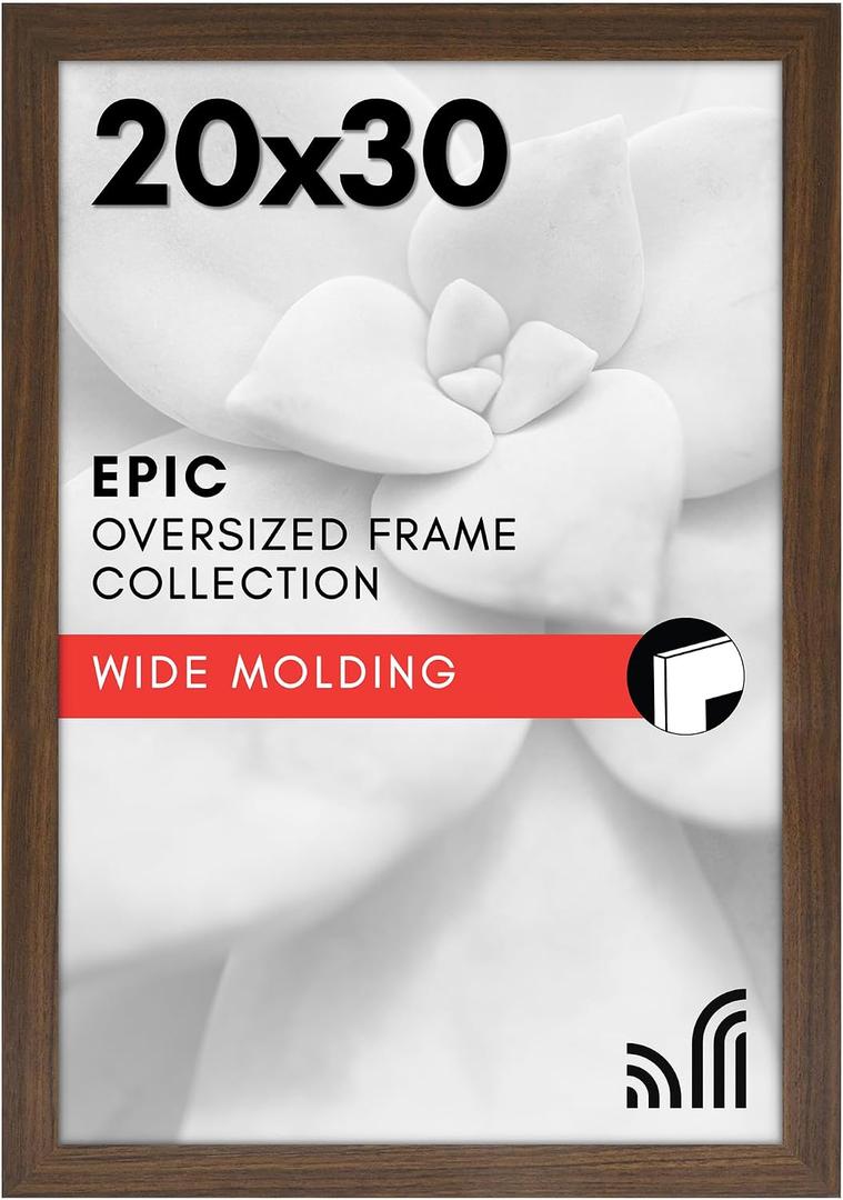 Americanflat 20x30 Poster Frame with Polished Plexiglass - Wide Picture Frames Made of Engineered Wood for Vertical or Horizontal Wall Display - Epic Collection - Mahogany