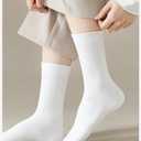 Cotton Mid Calf Crew Socks For Unisex,Soft Breathable Dress Socks For Business, Trouser, Casual 6 Pairs(White 7-11) 