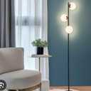 YHTlaeh Floor Lamp Modern 3 Globe for Living Room Bright Lighting LED Standing Light for Bedrooms Offices (Black)