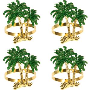 PRETYZOOM 4Pcs Tropical Hawaiian Napkin Rings Plam Napkin Rings Summer Napkin Rings Napkin Buckles Tropical Luau Party Table Decorations