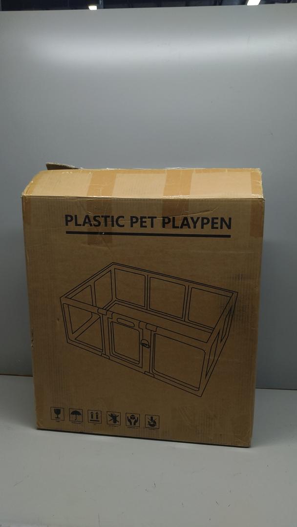 Clear Acrylic Plastic Dog Playpen Indoor - Easy Assemble Small Pet Play Pen for Puppy Cat Rabbit Pig Transparent Fence Enclosure Crate Kennel Whelping Cage (Green, 10 Panel)