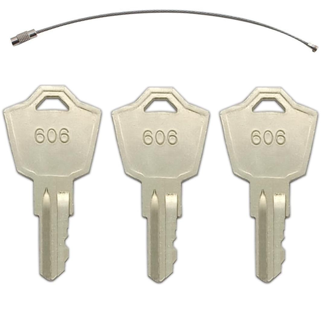 3PCS 606 Ignition Keys  Replacement Metal Scooter Keys Compatible with Rascal & Liteway Mobility Scooters, Spare Starter Keys