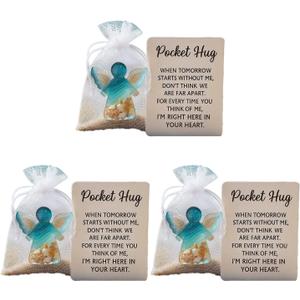 3 Pcs Pocket Angel, Angel Pocket Hug in Memory of The Dead, Sympathy Gift with Healing Symbolism, 2D Flat Keepsake for Grief Support, Set of Three with Card