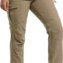 Women's Snow Ski Pants Fleece Lined Waterproof Softshell Insulated Winter Outdoor Hiking Cargo Pants (Khaki) Small