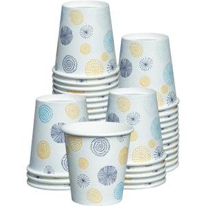 GUSTO, 3 Oz. - 100 Count Small Paper Cups, Disposable Mini Bathroom Mouthwash Cups - Eco-Friendly and Versatile - Floral