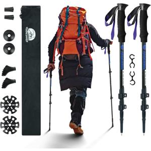 Collapsible Trekking Poles for Hiking 2 Pack - Adjustable Aluminum Hiking Poles, Lightweight Walking Sticks for Women, Men, Seniors, Kids, Trekking Sticks for Backpacking by Underwood Aggregator (Black)