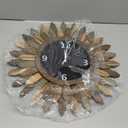 Honiway Large Wall Clock Battery Operated 21 in Rustic Wood Boho Sunburst Decorative Wall Clock Silent Non Ticking Farmhouse Wall Clocks for Living Room Bedroom Kitchen Bathroom Decor (Tricolor)