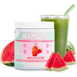 Kiala Nutrition Super Greens, Organic Greens Powder with Spirulina & Chlorella for Digestion, Gut Health, Immunity & Energy, Gluten Free, Vegan, Daily Support for Women, Watermelon Slush, 30 Servings
