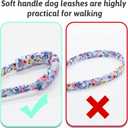 Dog Collar and Leash Set Girls Adjustable Puppy Collars with Floral Bow Tie for Small Medium Large Female Dogs, Blue Flower, XS