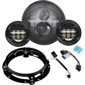 SUNPIE Motorcycle 7 Inch Head light Black Compatible with H_arley Road King, Compatible with Road/Electra/Street Glide with 4-1/2 Fog Lights Mounting Bracket