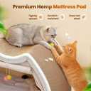 Cat Houses for Indoor Cats - 4 Seasons Cat Bed Cave with Natural Sisal Cat Scratcher Mat, Solid Wood Frame Cat House with Curtains and Cat Floor Scratching Pad Rug, Protect Couch and Carpets, M