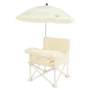 Portable Folding Baby Dining Chair, Outdoor high Chair, Foldable Toddler Feeding seat with Sunshade and seat Belt
