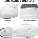 FRACORA Mens Canvas Shoes White Black Sneakers Low Top Lace Up Casual Shoes (White) 11