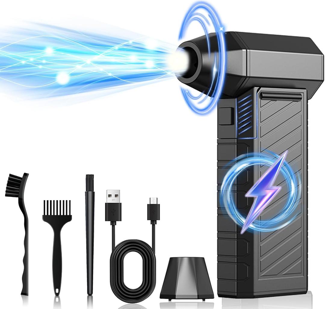 Electric Air Duster, 150000 RPM Super Power Cordless Air Duster, 3-Gear Adjustable Turbo Fan, Mini Blower with Fast Charging, Dust Blower for Computer, Keyboard, House, Outdoor, Car