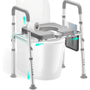 HOMEAL Raised Toilet Seat Riser with Handles for Seniors, 450LBS Heavy-Duty 3in1 Commode Chair for Disabled & Patients with Reinforced Frame & Protective Deflector, Built for Safety & Clean