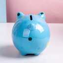 Ceramic Piggy Bank for Boys Cute Coin Bank for Kids Birthday Gift Piggy Banks Blue (5x5x4inch)