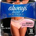 Always Discreet Boutique Adult Incontinence & Postpartum Underwear for Women, Maximum Protection, Peach, Large, 18 Count