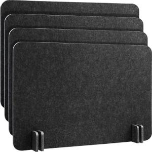 4 Pack Acoustic Freestanding Desk Divider Noise Reducing Desk Privacy Panel 16 x 24 Inch for Table Standing Sound Proof Dividers Desktop Office Furniture Partitions for Classroom (Black Gray)