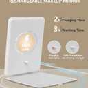 Travel Mirror with Lights Makeup Mirror Touch Screen 3 Colors Light 72 LEDs Rechargeable, 1000mHA 7.9x5.3-Inch Desk Compact Mirror White