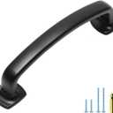 Ravinte Arch Cabinet Pulls Solid 10 Pack 3-3/4 Inch Matte Black Kitchen Cabinet Handles Flat Square Foot Curved Drawer Pulls Hardware for Kitchen Cabinet