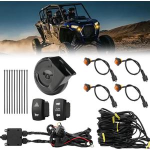 UTV Turn Signal Kit with 110DB Horn, Pre-Wired, Plug and Play ATV UTV Blinker with Rocker Switch, Universal UTV Street Legal Kit Compatible with Polaris, Can Am, CFMOTO, Arctic Cat