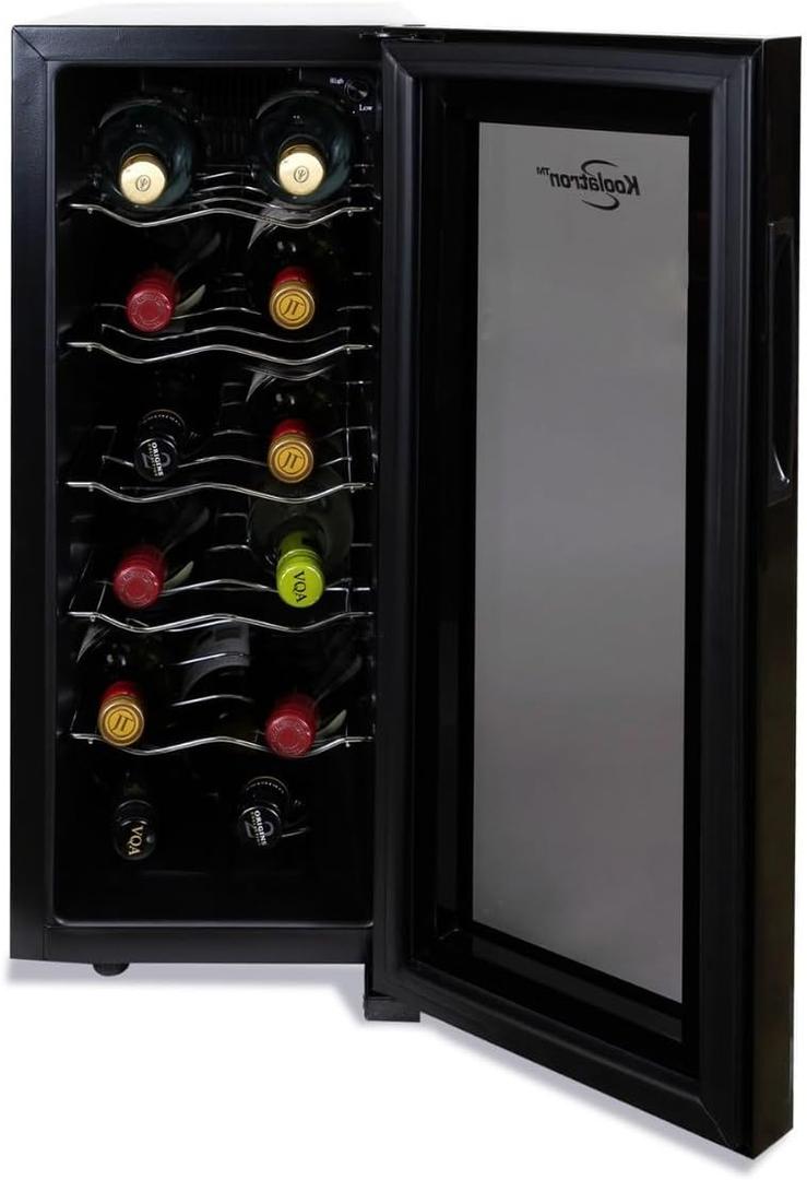 Koolatron Urban Series 12 Bottle Wine Cooler, Thermoelectric Wine Fridge, 1 cu. ft. Freestanding Wine Refrigerator for Home Bar, Small Kitchen, Apartment, Condo, Cottage, RV