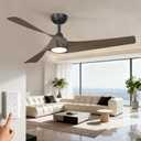TALOYA 52 inch Modern Ceiling fans with Lights and remote, 3 Curved Blades | Quiet, Dimmable, Reversible, 3000K-6500K, Outdoor Ceiling fan For Living Room, Bedroom, Patio, Farmhouse, Light Walnut
