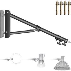 Neewer Wall Mounting Triangle Boom Arm for Ring Light, Monolight, Softbox, Reflector, Umbrella, and Photography Strobe Light, Support 180 Degree Rotation, Max Length 4.3 feet/130cm (Black)