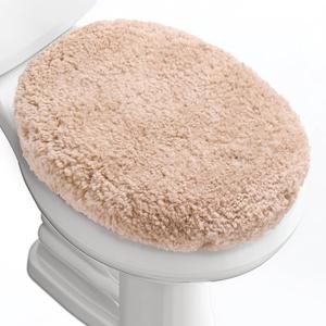 Luxury Soft Microfiber Toilet Lid Cover Machine Washable Solid Toilet Seat Cover 17.5" x 15" Adjustable Rubber Backing Fits Most 16-17.5" L x 14-16" W Round Oblong and Elongated Toilet Seat