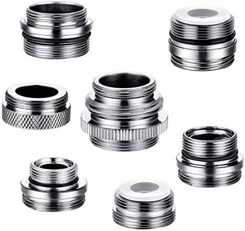 Hotop 7 Pieces Faucet Adapter Kit, Brass Aerator Male/Female Faucet Adapter to Connect Garden Hose, Standard Hose via Diverter