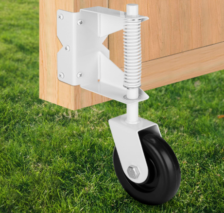 Heavy Duty Gate Wheel, Gate Casters for Outdoor Wooden Gates or Fence Gates, Spring Loaded Gate Wheel Caster for Uneven Floors, Gate Wheels with 360 Swivel, Left, Black