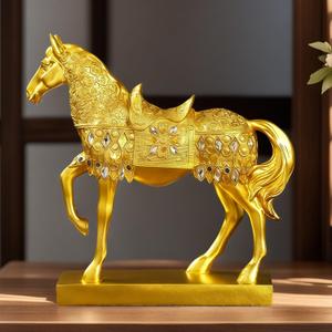 XINDAM Gold Horse Figurine Creative Statue Decorative Home & Office Figurines Home Office Display Craft Living Room Decor Ornaments for Tabletop