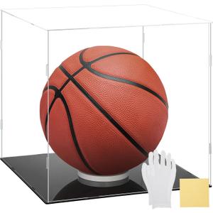 Yungyan 1 Pack Clear Self-Assembly Acrylic Display Case Transparent Dust Proof Protection Showcase for Figurine Collectibles Figures Basketball (12 x 12 x 12 Inch)