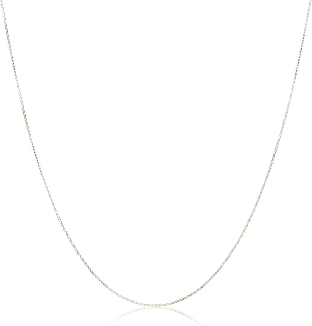 Amazon Essentials Sterling Silver Thin 0.8mm Box Chain Necklace 18", Silver (previously Amazon Collection)