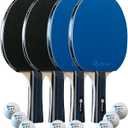 Winlook Quality Ping Pong Paddle Set - 4 Professional Table Tennis Rackets/Paddles - 8 Premium 3-Star Balls, Portable Cover Case Holder Included