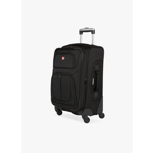 SwissGear Sion Softside Expandable Luggage, Black, Checked-Medium 25-Inch