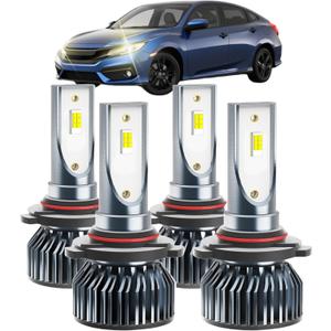 Civic Dedicated Accessory,Fit for 2016 2017 2018 2019 2020 2021 2022 Civic,6000 K Dedicated05 H 11 L,Plug and Play,No Errors,Pack of 4