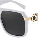 FEISEDY Trendy Square Aviator Sunglasses Women Men, Vintage Rectangle Stylish Frame UV400 Sun Glasses B9122 (White)