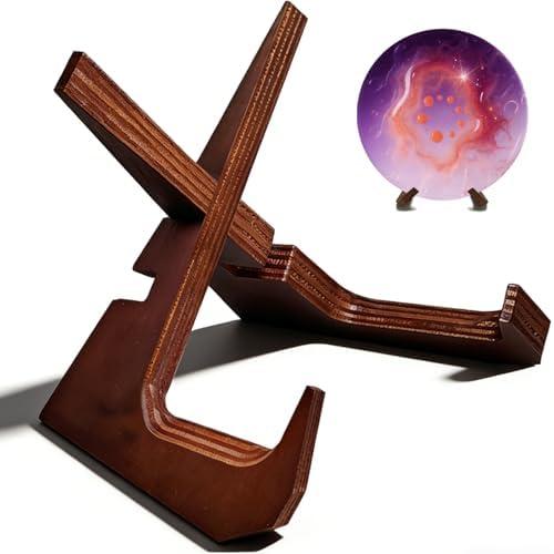 LUBKIVZA Adjustable Wooden Plate Stands for Display Easels - 6.8 Inch Plate Holders for Displaying & Picture Frame Stand for Books, Photos, Plaque, Decorative Plates (1 Pack, Brown)