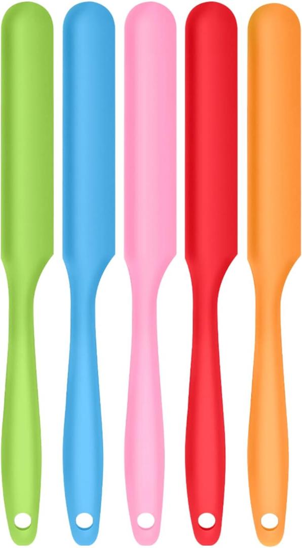 5pcs Silicone Jar Spatulas set, Cake Cream Spatulas Set, 9.8 inch Non-Stick Heat Resistant Mixing Butter Spatulas Baking Scrapers for Jars Blenders Cooking Stirring