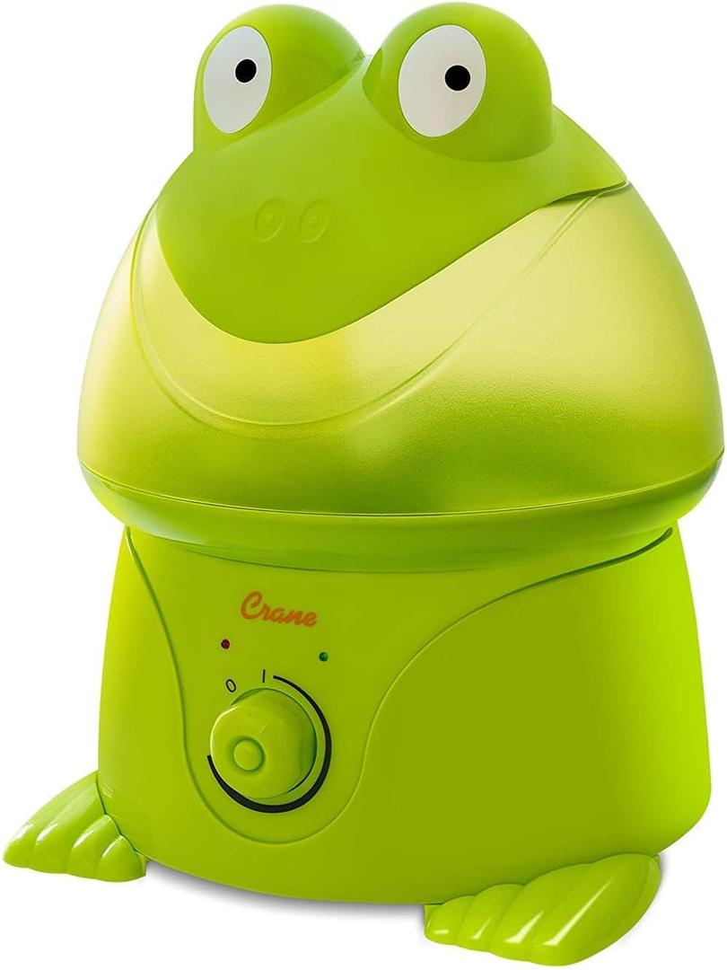 Crane Ultrasonic Cool Mist Animal Humidifier for Kids Bedroom and Nursery, 1 Gallon Easy Clean, Adjustable Settings, Frog Humidifier (1 Gallon, Frog)