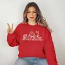 FAYALEQ Christmas Sweatshirt Women Merry Christmas Shirt Pullover Xmas Graphic Long Sleeve Tops (Red, M)