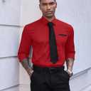 COOFANDY Mens Dress Shirt Long Sleeve Casual Button Down Paisley Shirts Party Wedding Dress Shirt (Red)